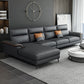 Contemporary Faux Leather Stationary Living Room Cushions Sofa Chaise