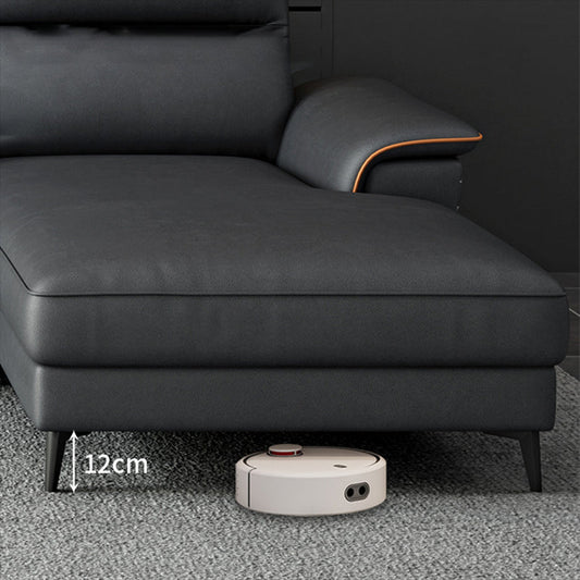 Contemporary Faux Leather Stationary Living Room Cushions Sofa Chaise