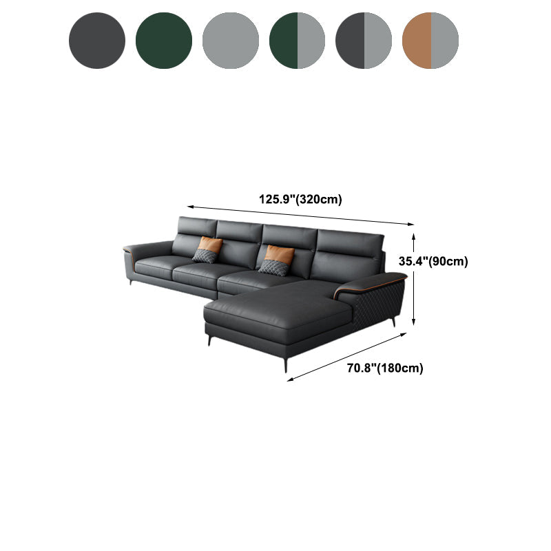 Contemporary Faux Leather Stationary Living Room Cushions Sofa Chaise