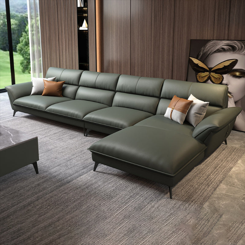 Glam Stationaire woonkamer Wandelde armkussens Faux Lederen Sofa Chaise