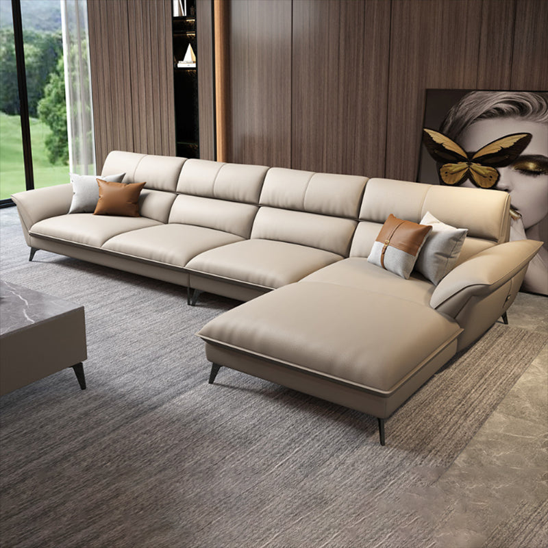 Glam Stationaire woonkamer Wandelde armkussens Faux Lederen Sofa Chaise