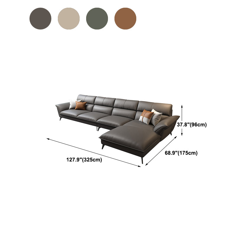 Glam Stationaire woonkamer Wandelde armkussens Faux Lederen Sofa Chaise