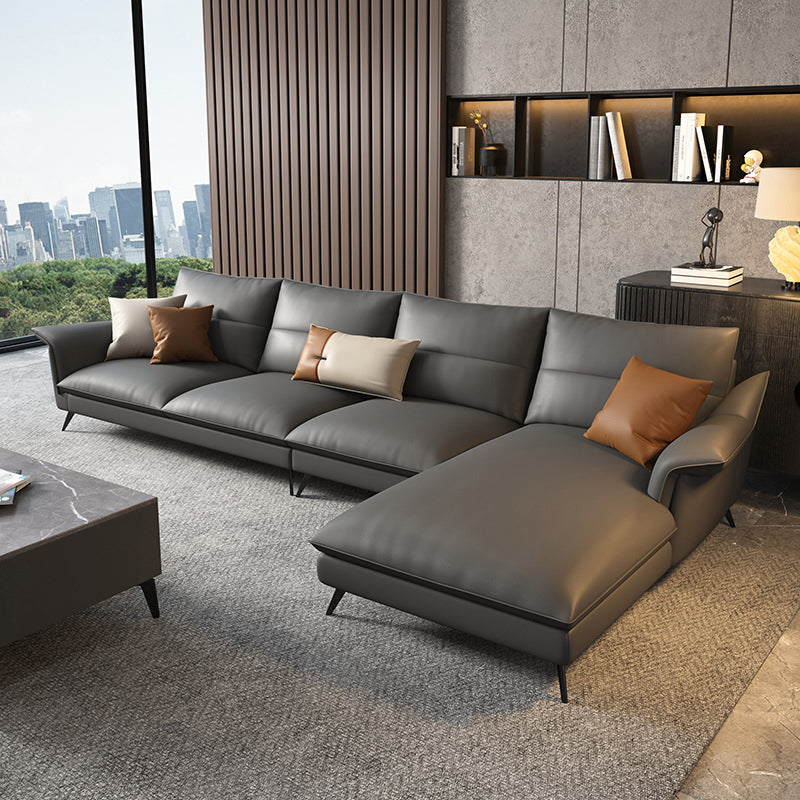 Sofá de sala de estar de cuero con brazo acampanado estacionario de Glamam