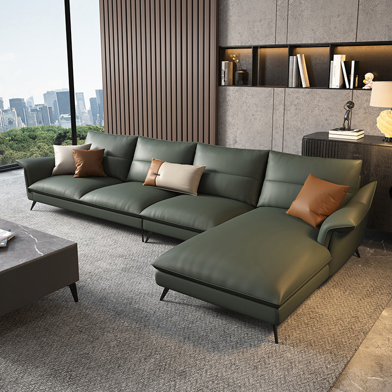 Sofá de sala de estar de cuero con brazo acampanado estacionario de Glamam