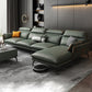 Glam Sofa Chaise Faux Leather Living Room Pillow Top Arm Sofa