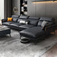 Glam Sofa Chaise Faux Leather Living Room Pillow Top Arm Sofa