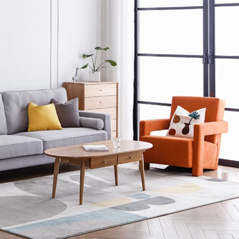 Nordic Square Arms Fabric Arms Included Fixed Back Accent Room Chair