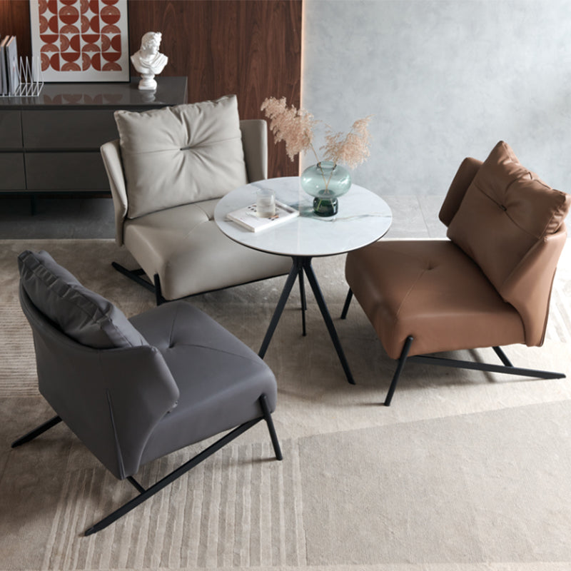 Contemporary Bonded Leather Armless with Black Legs Pillow Back Accent Room Chair