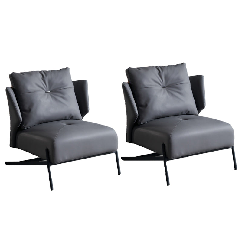 Contemporary Bonded Leather Armless with Black Legs Pillow Back Accent Room Chair