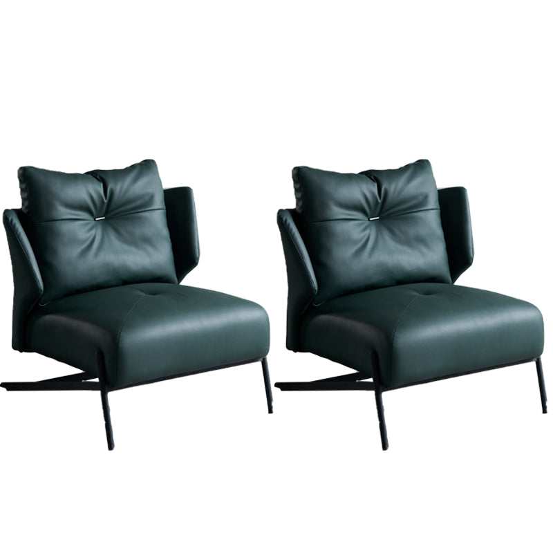 Contemporary Bonded Leather Armless with Black Legs Pillow Back Accent Room Chair
