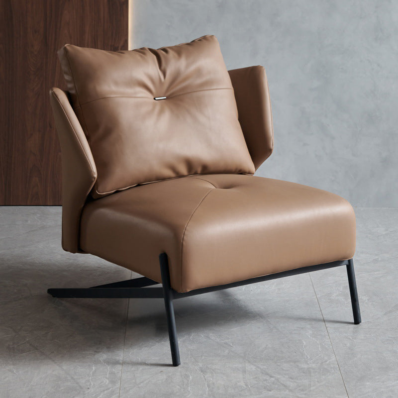 Contemporary Bonded Leather Armless with Black Legs Pillow Back Accent Room Chair