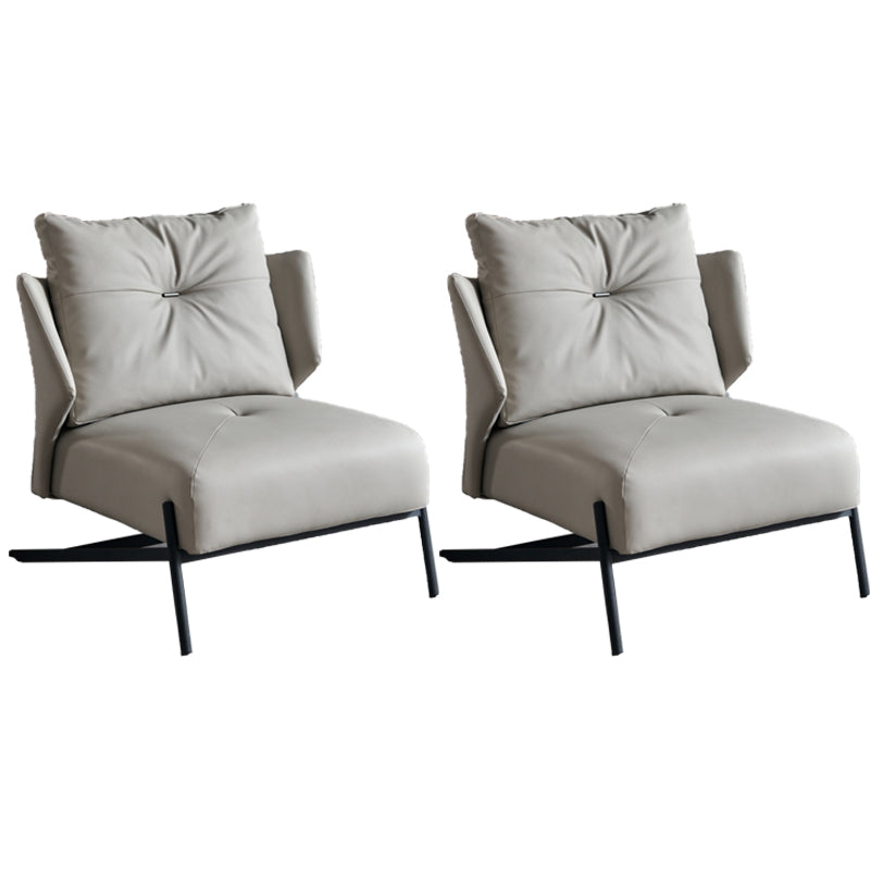 Contemporary Bonded Leather Armless with Black Legs Pillow Back Accent Room Chair