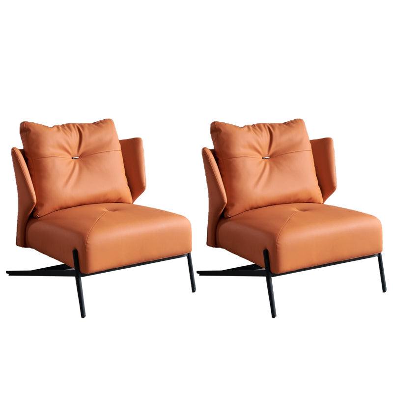 Contemporary Bonded Leather Armless with Black Legs Pillow Back Accent Room Chair