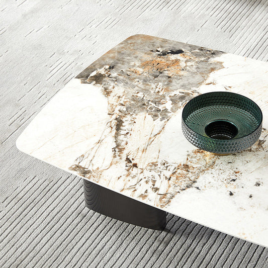 Tavolino top in pietra con gambe in metallo nero per soggiorno