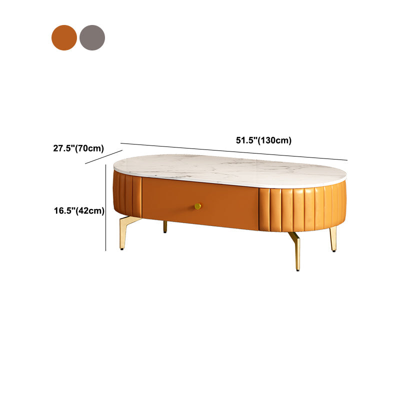 Mesa de café de metal de 4 patas Dibujo incluida mesa ovalada de cóctel
