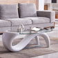 Abstract 1 Single Cocktail Table Modern Clear Glass Top Coffee Table