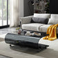 Contemporary Glass Shelf Included Coffee Cocktail Table with Casters Black Clearhalo 'Coffee & Accent Tables' 'Coffee Tables' 'coffee_tables' 'furn' 'furn_coffee_tables' 'Furniture' 'Living Room Furniture' 5961887