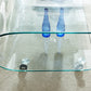 Contemporary Glass Shelf Included Coffee Cocktail Table with Casters Clearhalo 'Coffee & Accent Tables' 'Coffee Tables' 'coffee_tables' 'furn' 'furn_coffee_tables' 'Furniture' 'Living Room Furniture' 5961894