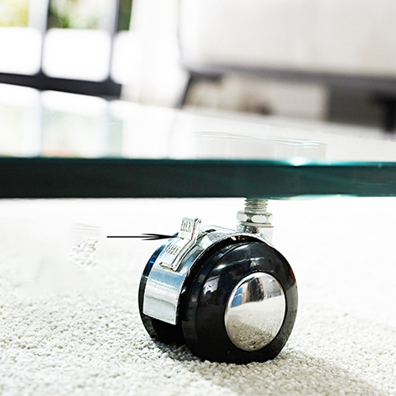 Contemporary Glass Shelf Included Coffee Cocktail Table with Casters Clearhalo 'Coffee & Accent Tables' 'Coffee Tables' 'coffee_tables' 'furn' 'furn_coffee_tables' 'Furniture' 'Living Room Furniture' 5961896