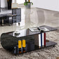 Contemporary Glass Shelf Included Coffee Cocktail Table with Casters Clearhalo 'Coffee & Accent Tables' 'Coffee Tables' 'coffee_tables' 'furn' 'furn_coffee_tables' 'Furniture' 'Living Room Furniture' 5961900