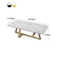 Glam Rectangle Stone Top Coffee Table with Iron Cross Legs Coffee Table