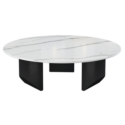 Table basse avec plateau en pierre avec 3 pieds en métal de 15,75 pouces de haut pour le salon