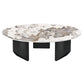 Table basse avec plateau en pierre avec 3 pieds en métal de 15,75 pouces de haut pour le salon