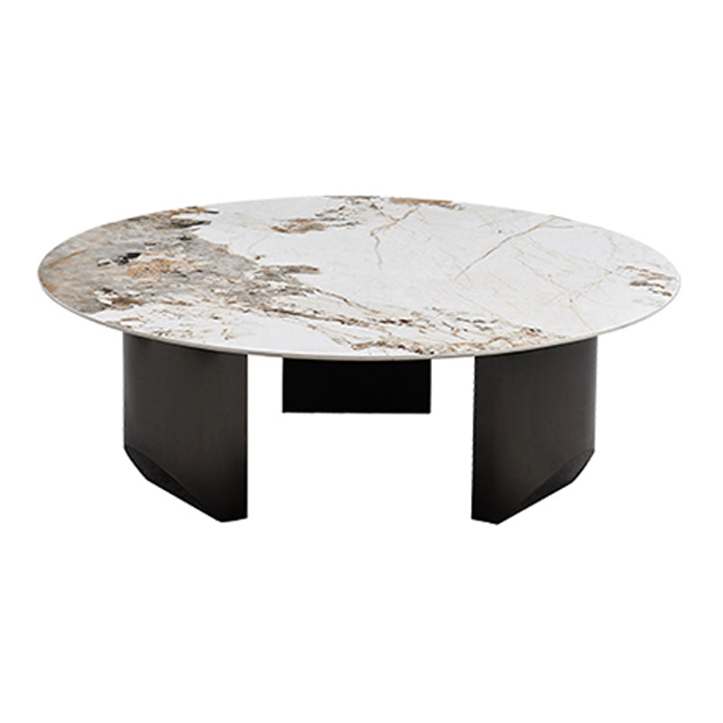 Table basse avec plateau en pierre avec 3 pieds en métal de 15,75 pouces de haut pour le salon