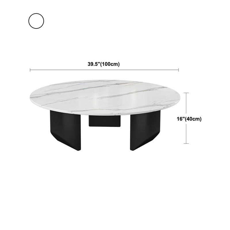 Table basse avec plateau en pierre avec 3 pieds en métal de 15,75 pouces de haut pour le salon
