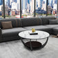 Modern Round Coffee Table Stone Cross Legs Coffee Table with Storage