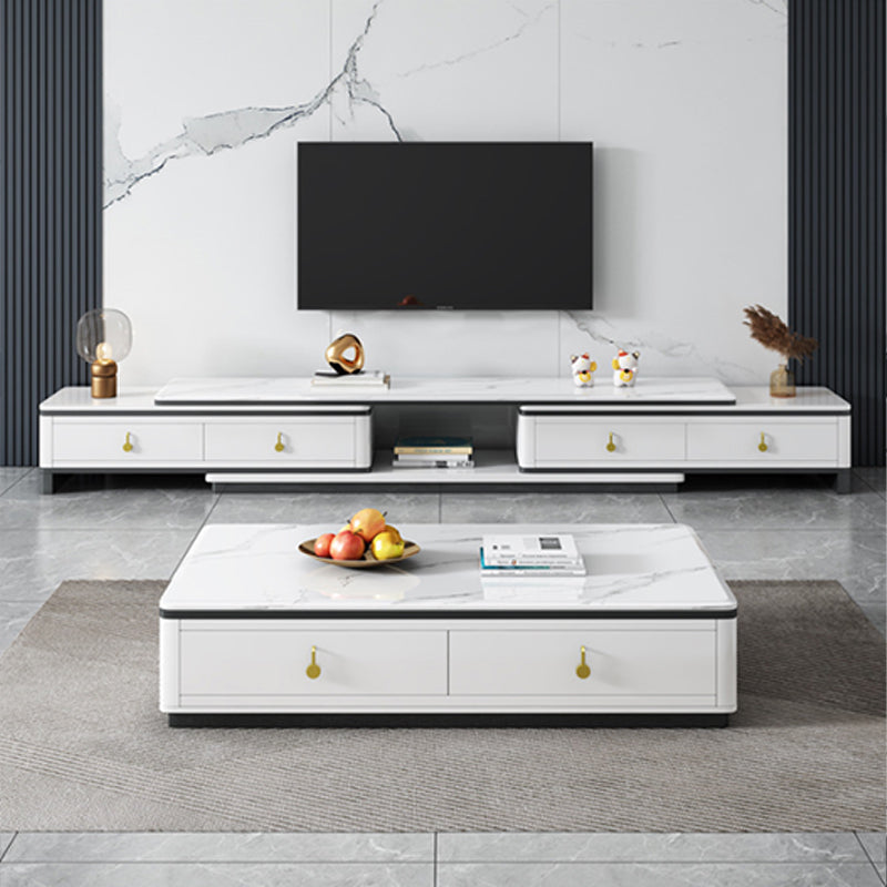 Stone Rectangular Coffee Table with Drawers 15.75" H 1 Single Cocktail Table Clearhalo 'Coffee & Accent Tables' 'Coffee Tables' 'coffee_tables' 'furn' 'furn_coffee_tables' 'Furniture' 'Living Room Furniture' 5961992