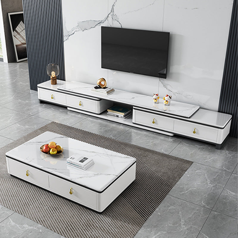 Stone Rectangular Coffee Table with Drawers 15.75" H 1 Single Cocktail Table Clearhalo 'Coffee & Accent Tables' 'Coffee Tables' 'coffee_tables' 'furn' 'furn_coffee_tables' 'Furniture' 'Living Room Furniture' 5961993