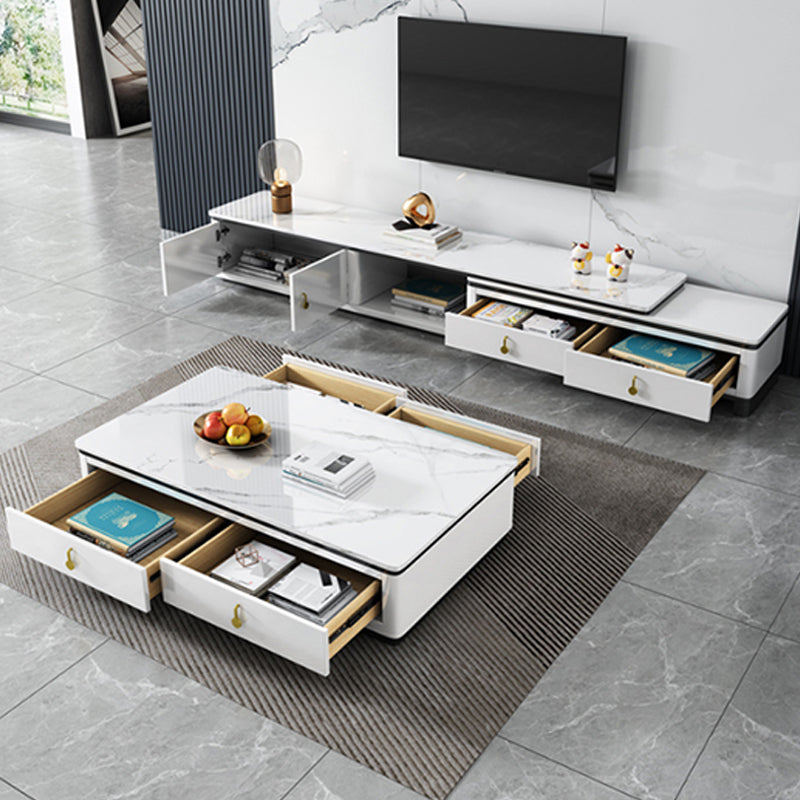 Stone Rectangular Coffee Table with Drawers 15.75" H 1 Single Cocktail Table Clearhalo 'Coffee & Accent Tables' 'Coffee Tables' 'coffee_tables' 'furn' 'furn_coffee_tables' 'Furniture' 'Living Room Furniture' 5961994