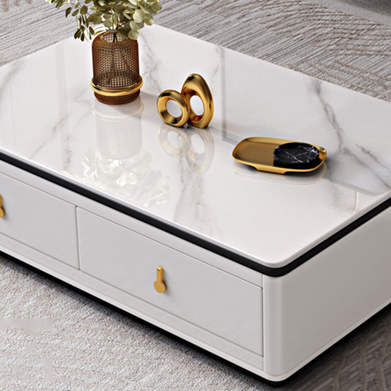 Stone Rectangular Coffee Table with Drawers 15.75" H 1 Single Cocktail Table Clearhalo 'Coffee & Accent Tables' 'Coffee Tables' 'coffee_tables' 'furn' 'furn_coffee_tables' 'Furniture' 'Living Room Furniture' 5961998
