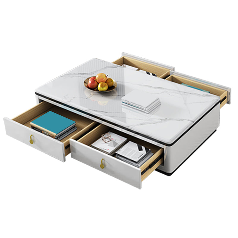 Stone Rectangular Coffee Table with Drawers 15.75" H 1 Single Cocktail Table Clearhalo 'Coffee & Accent Tables' 'Coffee Tables' 'coffee_tables' 'furn' 'furn_coffee_tables' 'Furniture' 'Living Room Furniture' 5962000