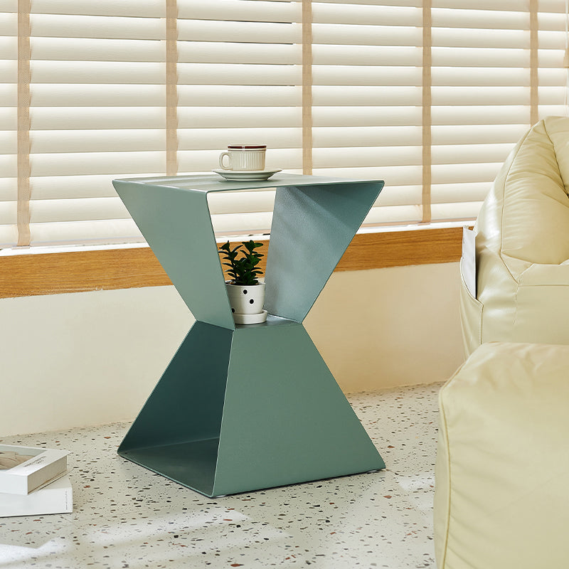 Rectangle Steel Top Side Table 19.68" Tall Abstract Base End Table with Shelves Clearhalo 'Coffee & Accent Tables' 'End & Side Tables' 'end_side_tables' 'furn' 'furn_end_side_tables' 'Furniture' 'Living Room Furniture' 5962039