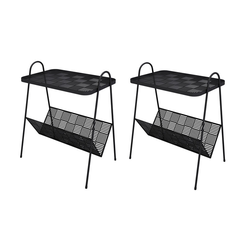 22.8 "背の長方形のトップサイドテーブルアイアンスレッドベースエンドテーブル雑誌ホルダー付き