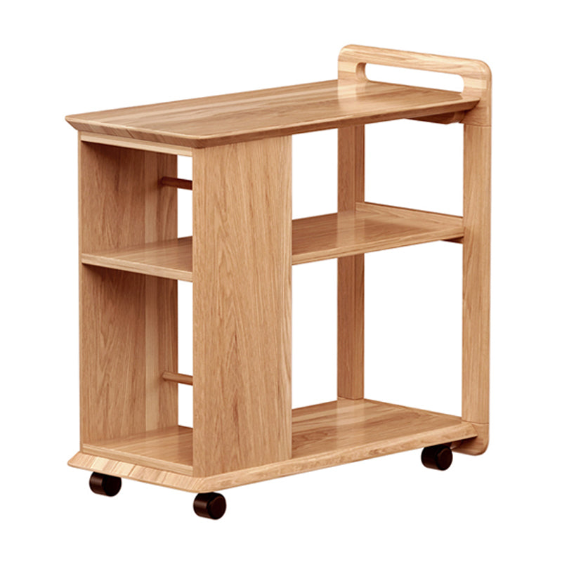 Square Wood Top Side Table Modern 25.6" Tall End Table with Shelves