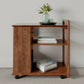 Square Wood Top Side Table Modern 25.6" Tall End Table with Shelves