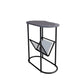 24.8" Tall Iron Frame Base End Table Oval Slate Top Side Table with Magazine Holder Black Gray 1 Clearhalo 'Coffee & Accent Tables' 'End & Side Tables' 'end_side_tables' 'furn' 'furn_end_side_tables' 'Furniture' 'Living Room Furniture' 5962230