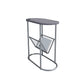 24.8" Tall Iron Frame Base End Table Oval Slate Top Side Table with Magazine Holder Silver Gray 1 Clearhalo 'Coffee & Accent Tables' 'End & Side Tables' 'end_side_tables' 'furn' 'furn_end_side_tables' 'Furniture' 'Living Room Furniture' 5962231