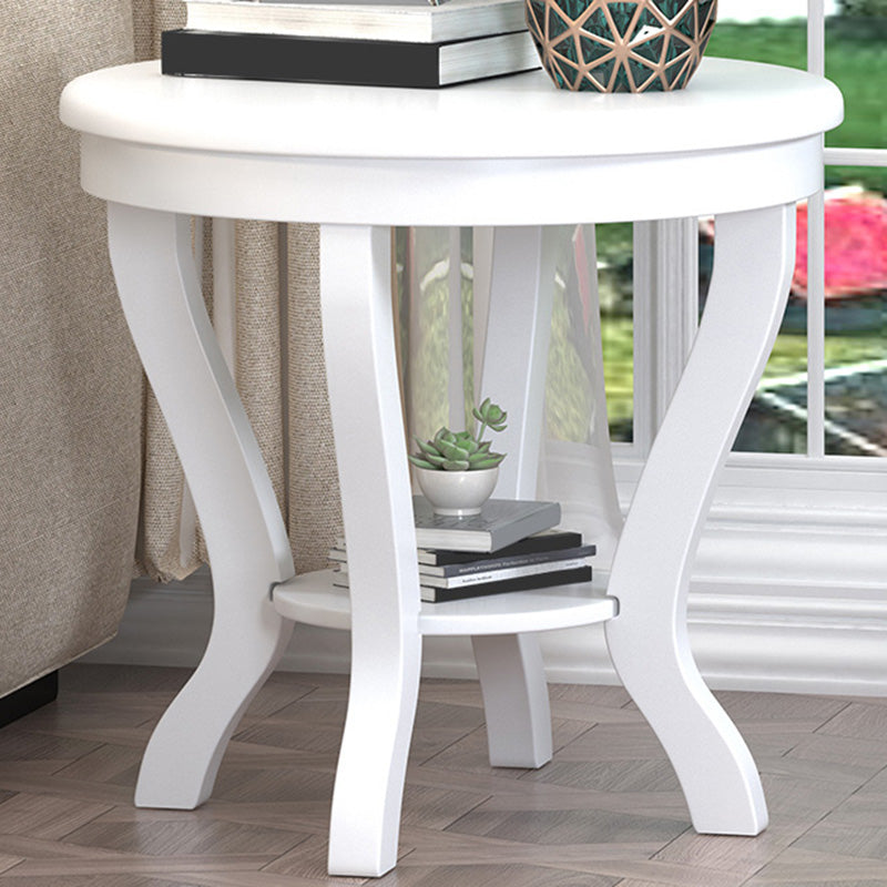 Round 4 Legs End Table Traditional Side End Table for Living Room 23.6"L x 23.6"W x 22.4"H White Storage Included Clearhalo 'Coffee & Accent Tables' 'End & Side Tables' 'end_side_tables' 'furn' 'furn_end_side_tables' 'Furniture' 'Living Room Furniture' 5962286