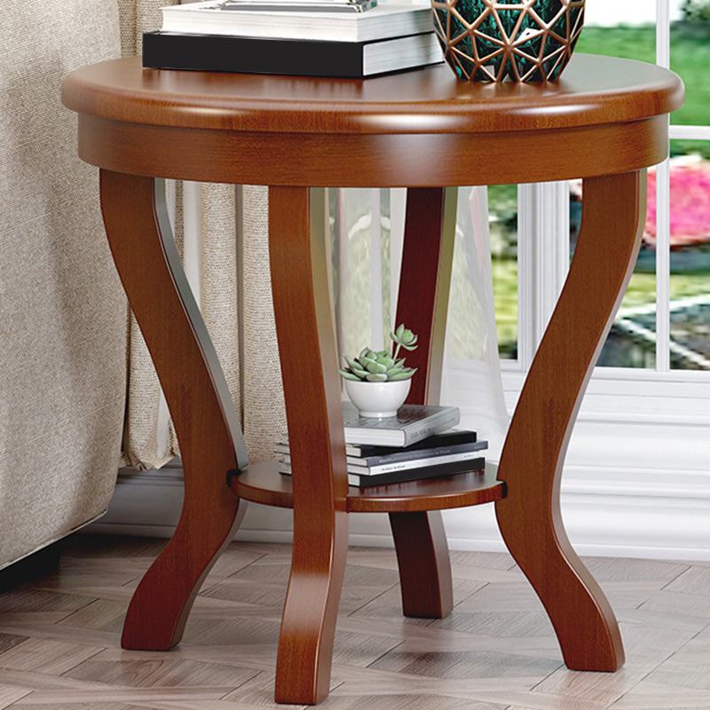 Round 4 Legs End Table Traditional Side End Table for Living Room 23.6"L x 23.6"W x 22.4"H Walnut Storage Included Clearhalo 'Coffee & Accent Tables' 'End & Side Tables' 'end_side_tables' 'furn' 'furn_end_side_tables' 'Furniture' 'Living Room Furniture' 5962298