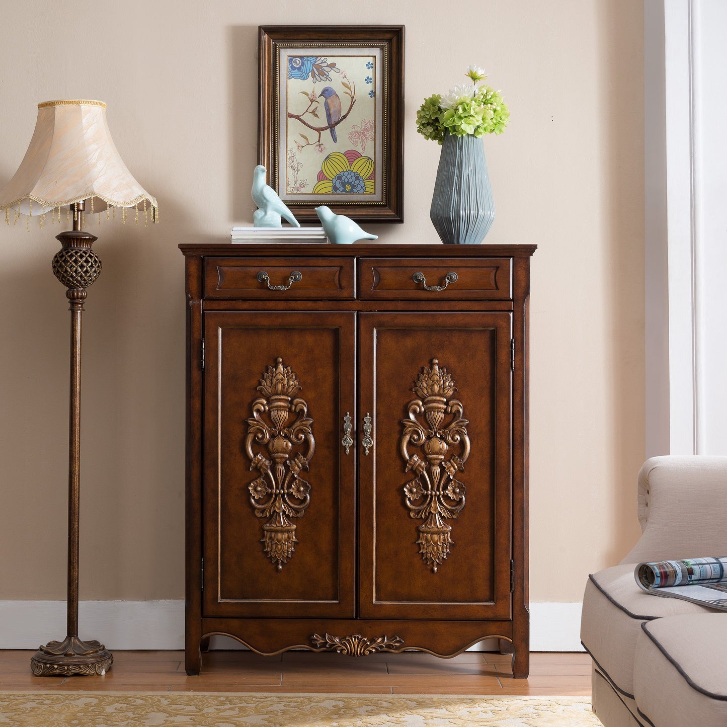 Industrial Rectangle Storage Cabinet with Doors and Drawers Cabinet