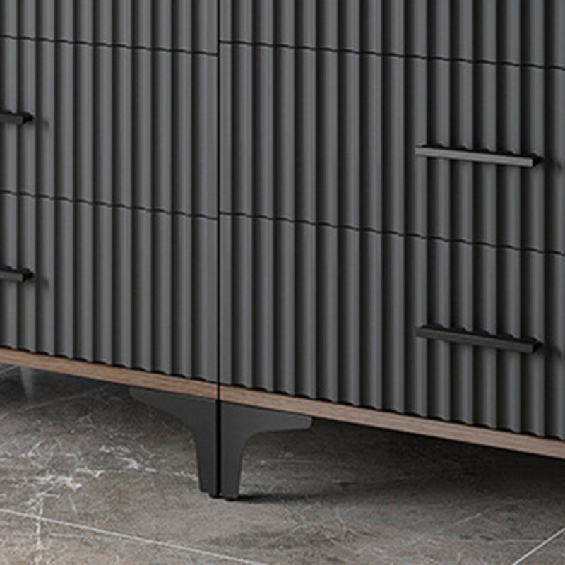 Cofre de acento rectangular contemporáneo con tapa marrón y patas de metal