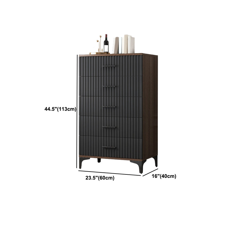 Cofre de acento rectangular contemporáneo con tapa marrón y patas de metal