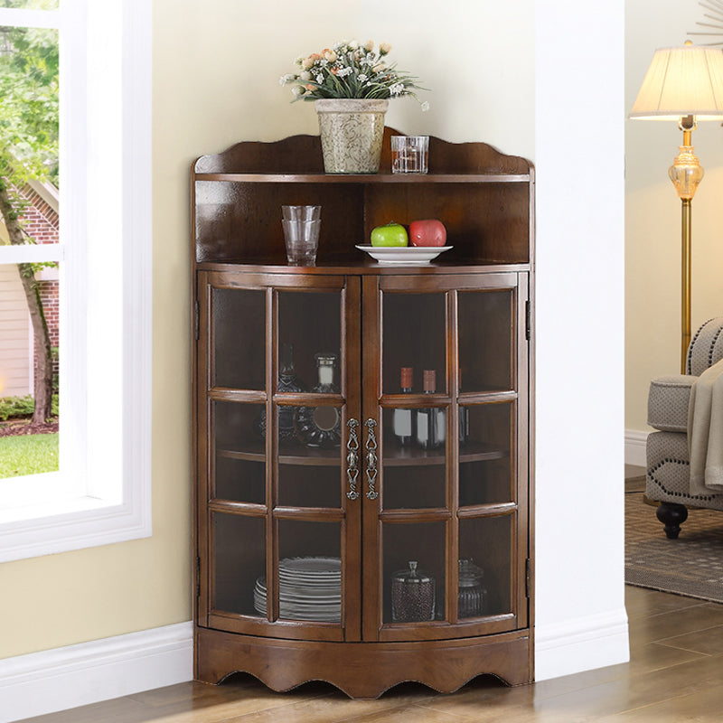 Mid-Century Modern Corner Accent Cabinet Rubberwood Cabinet With Doors 17.7"L x 17.7"W x 39.4"H Nut-Brown Clearhalo 'Cabinets & Chests' 'cabinets_chests' 'furn' 'furn_cabinets_chests' 'Furniture' 'Living Room Furniture' 5962461