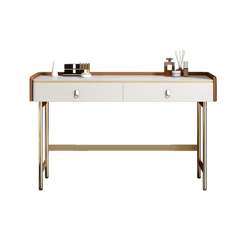 Glam Stone Top Vanity Makeup Dressing Table Set with Storage Drawers