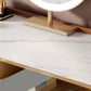 Glam Stone Top Vanity Makeup Dressing Table Set with Storage Drawers