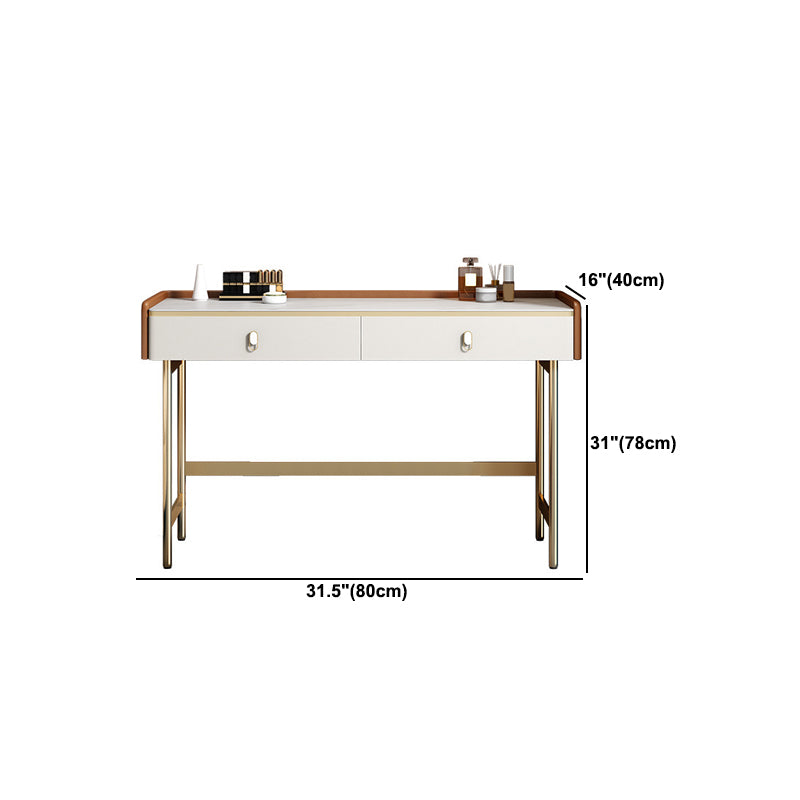 Glam Stone Top Vanity Makeup Dressing Table Set with Storage Drawers